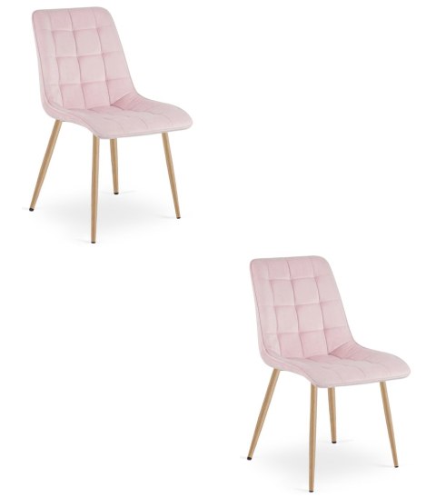 Krzesło SPLIT - aksamit róż jasny / nogi dąb x 2
