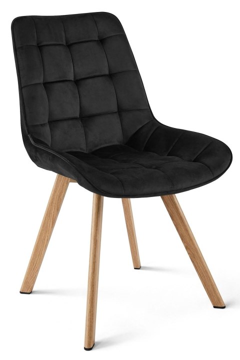 Krzesło SORIA - aksamit czarny / nogi dąb x 4
