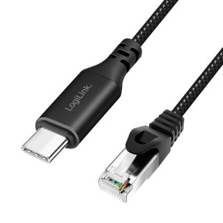 Kabel adapter LogiLink CU0411 Ethernet USB 3.2, C/M do RJ45/M, aktywny, 1,5 m