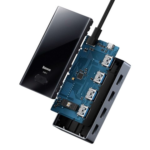 Hub Rozdzielacz USB-C do 4x USB-A - szary