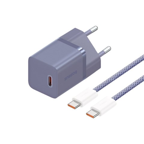 Ładowarka sieciowa USB-C GaN5 30W z kablem USB-C 100W 1m - fioletowa