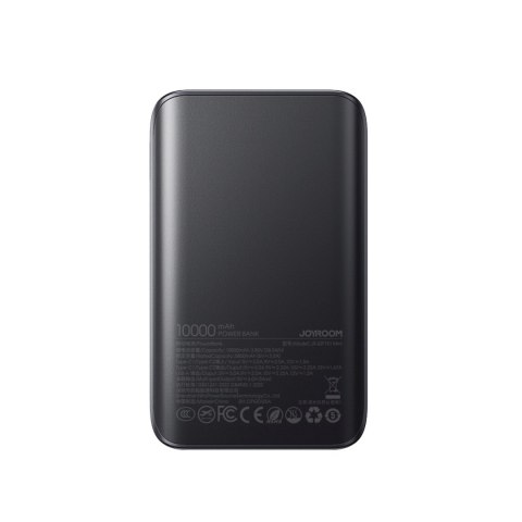 Powerbank 10000mAh 22.5W USB-A USB-C z wyświetlaczem JR-QP191 Mini - czarny