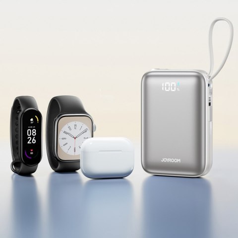 Powerbank 20000mAh 22.5W USB-C z podwójnym kablem - biały