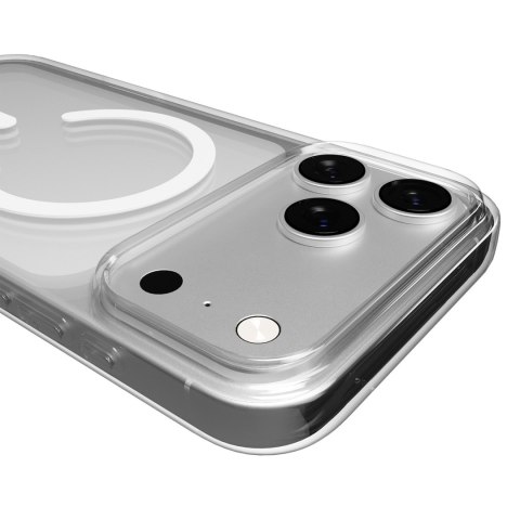 Etui pokrowiec na iPhone 17 Pro MagSafe Lite Mag TPU PC - przezroczysty biały pierścień
