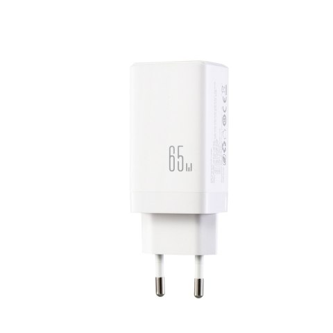 Ładowarka sieciowa USB-C USB-A GaN 65W z kablem USB-C 100W 1.2m - biała