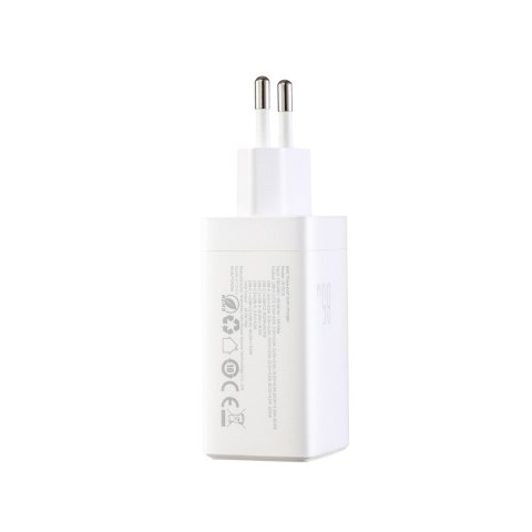 Ładowarka sieciowa USB-C USB-A GaN 65W z kablem USB-C 100W 1.2m - biała