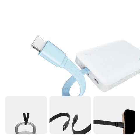 Powerbank magnetyczny 10000mAh USB-C z wbudowanym kablem USB-C - biały