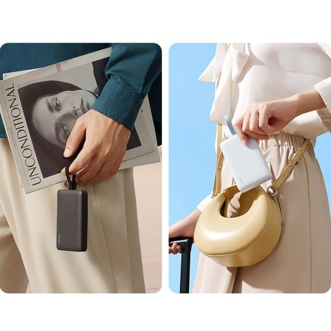 Powerbank magnetyczny 10000mAh USB-C z wbudowanym kablem USB-C - biały