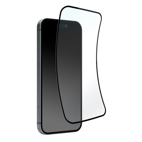 Szkło hybrydowe z czarną ramką do iPhone 16 / iPhone 15 / iPhone 15 Pro Flexible Glass D3O