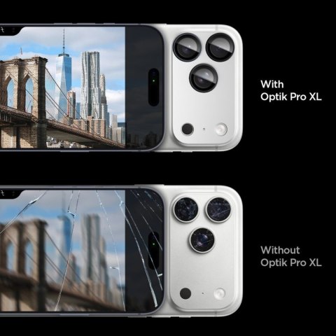 Szkło na obiektyw do iPhone 17 Pro Optik Pro XL - srebrne