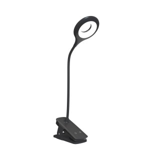 Mini lampka bezprzewodowa LED do czytania z klipsem kablem USB-C 80lm - czarna