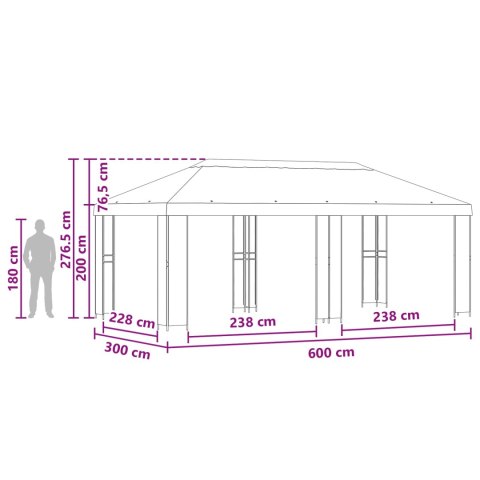 Altana ogrodowa 6 x 3 m Beżowy Poliester i Stal 190