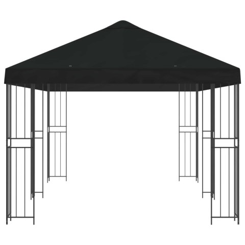 Altana z bokami 6 x 3 m Czarny Poliester i Stal 190