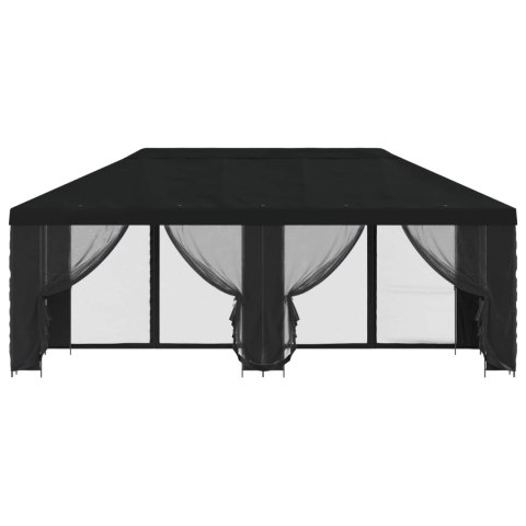 Altana z bokami 6 x 3 m Czarny Poliester i Stal 190