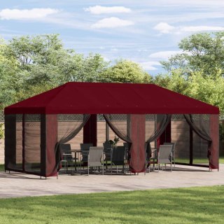Altana z bokami 6 x 3 m bordowy Poliester i Stal 190