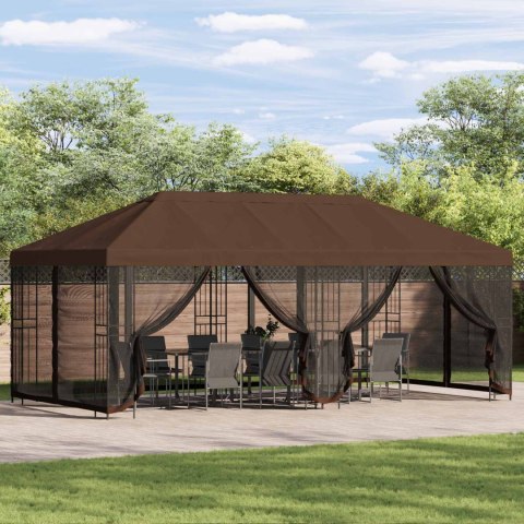 Altana z bokami 6 x 3 m brązowy Poliester i Stal 190