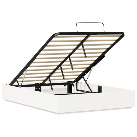 Łóżko otomanowe Biały 135 x 190 cm Lite drewno sosnowe