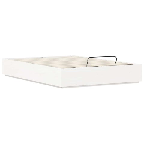 Łóżko otomanowe Biały 135 x 190 cm Lite drewno sosnowe