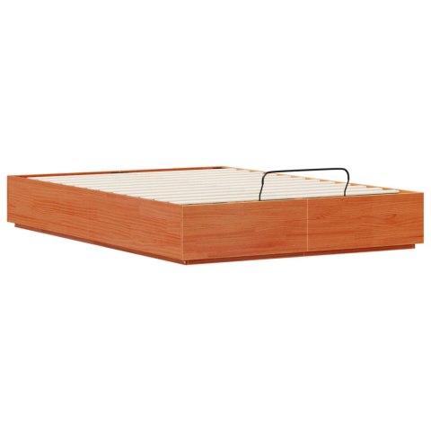 Łóżko otomanowe Woskowy Brąz 140 x 190 cm Lite drewno sosnowe