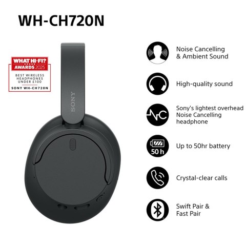 Sony WH-CH720 Over-Ear Noise Cancelling Black (OUTLET)