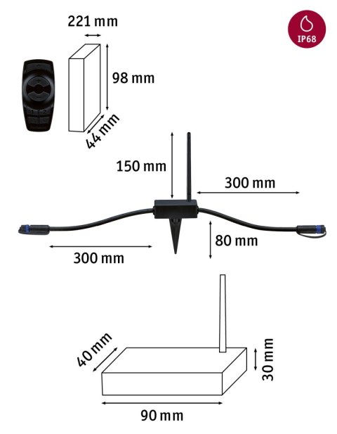 Kontroler do opraw systemu Plug & Shine z pilotem 433MHz IP68 czarny / tworzywo sztuczne
