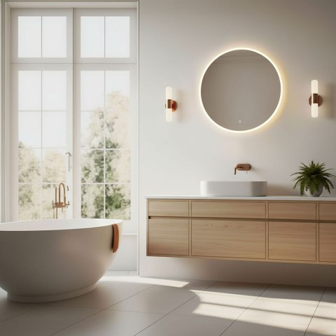 Lustro łazienkowe LED okrągłe ścienne 60 cm 3 barwy włącznik dotykowy ModernHome