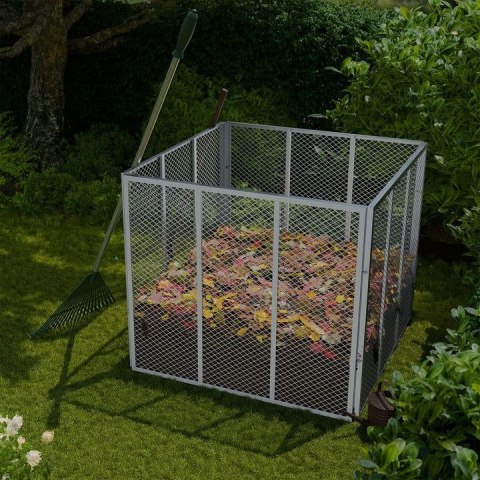 Metalowy kompostownik ogrodowy 450 l - srebrny, przewiewny