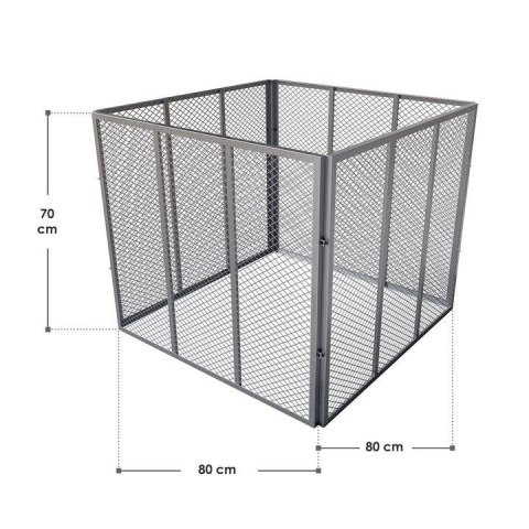 Metalowy kompostownik ogrodowy 450 l - srebrny, przewiewny