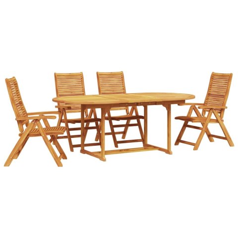 Zestaw do jadalni w ogrodzie 5 pcs Brązowy Lite Drewno Akacji