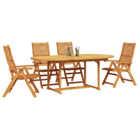 Zestaw do jadalni w ogrodzie 5 pcs Brązowy Lite Drewno Akacji