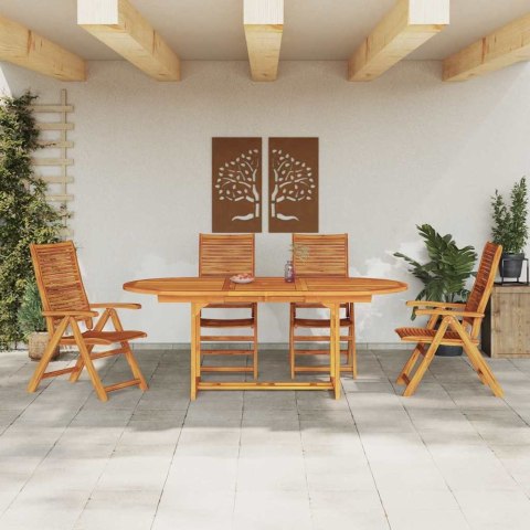 Zestaw do jadalni w ogrodzie 5 pcs Brązowy Lite Drewno Akacji