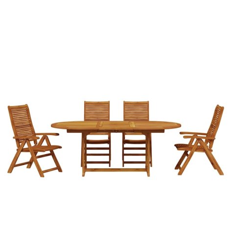 Zestaw do jadalni w ogrodzie 5 pcs Brązowy Lite Drewno Akacji