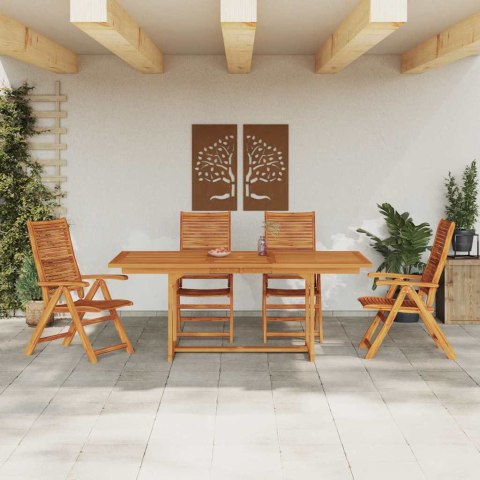 Zestaw do jadalni w ogrodzie 5 pcs Brązowy Lite Drewno Akacji