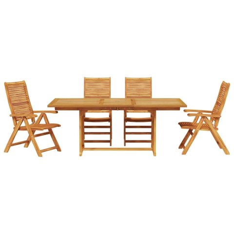 Zestaw do jadalni w ogrodzie 5 pcs Brązowy Lite Drewno Akacji