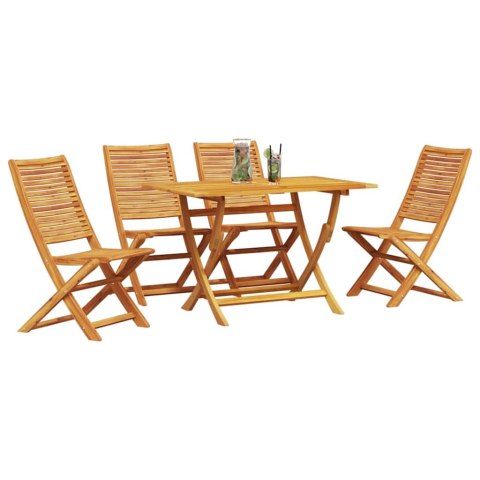 Zestaw do jadalni w ogrodzie 5 pcs Brązowy Lite Drewno Akacji