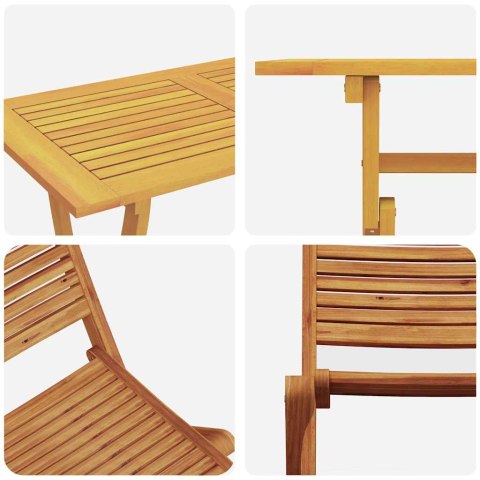 Zestaw do jadalni w ogrodzie 5 pcs Brązowy Lite Drewno Akacji
