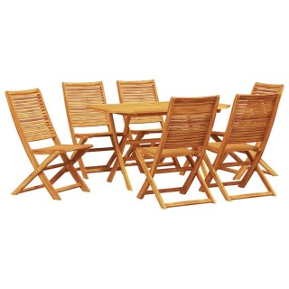Zestaw do jadalni w ogrodzie 7 pcs Brązowy Lite Drewno Akacji
