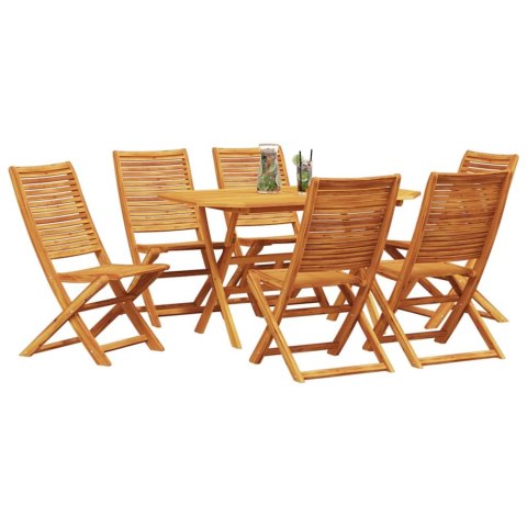 Zestaw do jadalni w ogrodzie 7 pcs Brązowy Lite Drewno Akacji