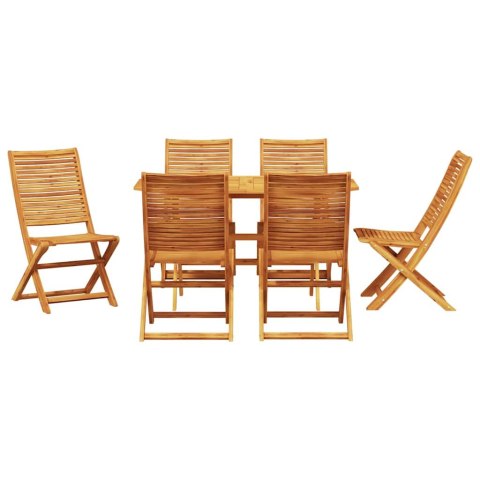 Zestaw do jadalni w ogrodzie 7 pcs Brązowy Lite Drewno Akacji