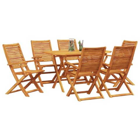 Zestaw do jadalni w ogrodzie 7 pcs Brązowy Lite Drewno Akacji