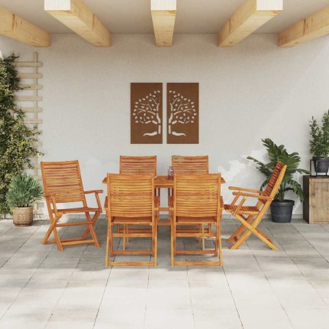 Zestaw do jadalni w ogrodzie 7 pcs Brązowy Lite Drewno Akacji