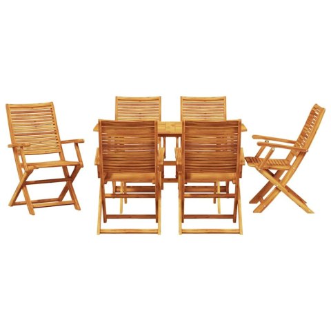 Zestaw do jadalni w ogrodzie 7 pcs Brązowy Lite Drewno Akacji