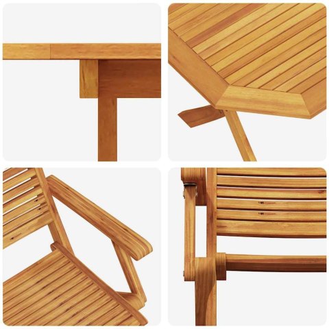 Zestaw do jadalni w ogrodzie 7 pcs Brązowy Lite Drewno Akacji