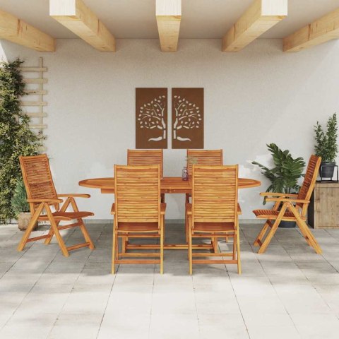 Zestaw do jadalni w ogrodzie 7 pcs Brązowy Lite Drewno Akacji