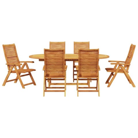 Zestaw do jadalni w ogrodzie 7 pcs Brązowy Lite Drewno Akacji