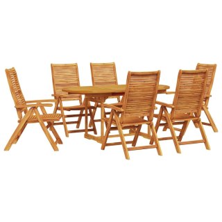 Zestaw do jadalni w ogrodzie 7 pcs Brązowy Lite Drewno Akacji