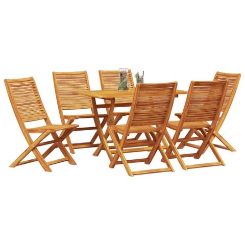 Zestaw do jadalni w ogrodzie 7 pcs Brązowy Lite Drewno Akacji