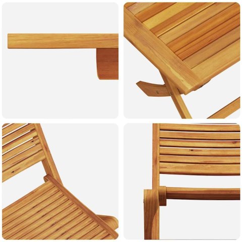 Zestaw do jadalni w ogrodzie 7 pcs Brązowy Lite Drewno Akacji