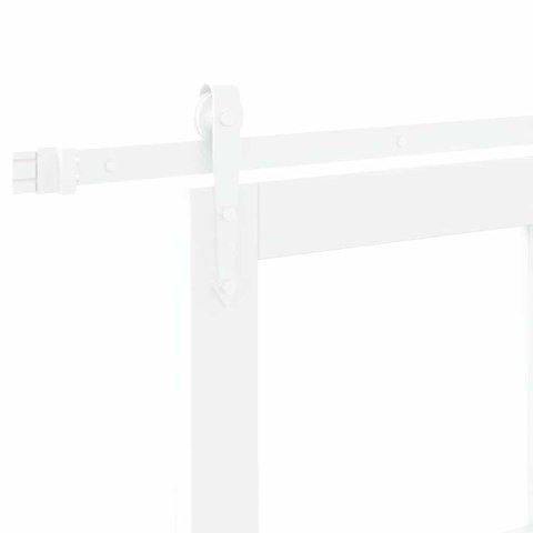 Drzwi przesuwne Biały 93 x 202 cm Lite drewno sosnowe i szkło