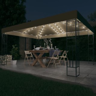 Altana ze sznurem lampek LED, 3x4 m, tkanina w kolorze taupe